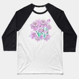 Soft Lilac Flowers and Dew Drops Baseball T-Shirt